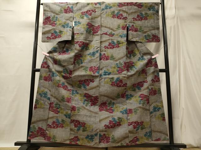 平和屋着物■上質な紬　枝花文　正絹　逸品　未使用　CABI1823oy