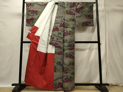 平和屋着物■上質な紬　枝花文　正絹　逸品　未使用　CABI1823oy