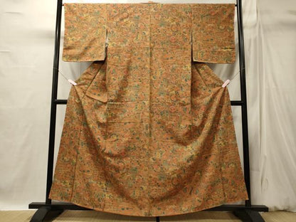 平和屋着物■上質な小紋　陶器花文　正絹　逸品　未使用　CABI1824oy