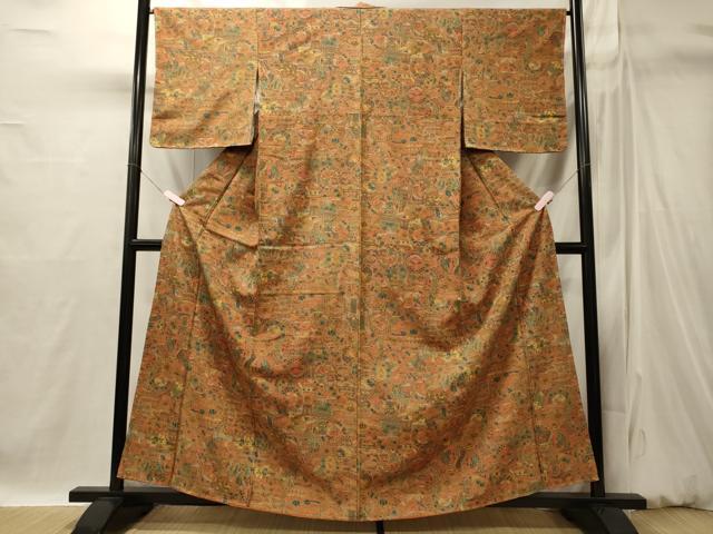 平和屋着物■上質な小紋　陶器花文　正絹　逸品　未使用　CABI1824oy