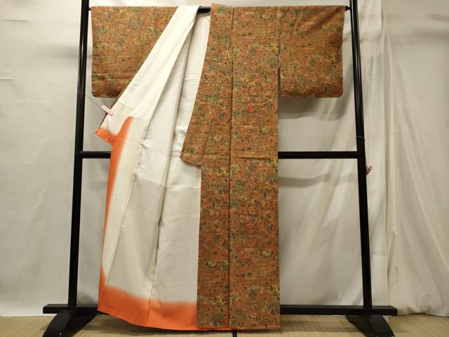 平和屋着物■上質な小紋　陶器花文　正絹　逸品　未使用　CABI1824oy