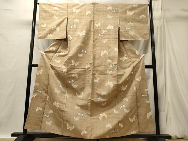 平和屋着物■上質な紬　舞蝶文　正絹　逸品　CABI1825oy