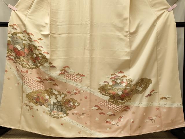 平和屋着物■豪華色留袖　雲取り御所車花文　金彩　正絹　逸品　CABI1827oy