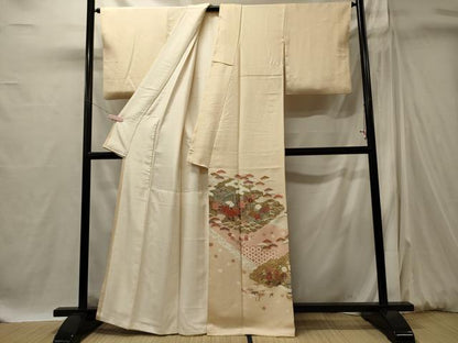 平和屋着物■豪華色留袖　雲取り御所車花文　金彩　正絹　逸品　CABI1827oy