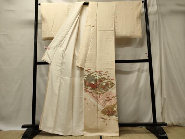 平和屋着物■豪華色留袖　雲取り御所車花文　金彩　正絹　逸品　CABI1827oy