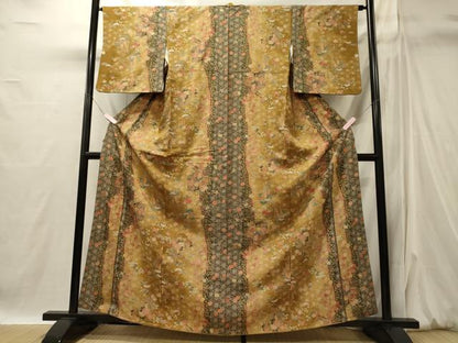 平和屋着物■上質な小紋　御所車枝花文　金彩　正絹　逸品　CABI1828oy