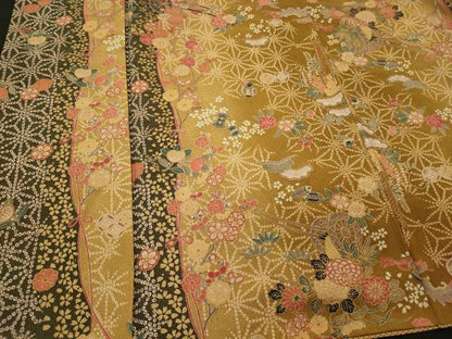 平和屋着物■上質な小紋　御所車枝花文　金彩　正絹　逸品　CABI1828oy