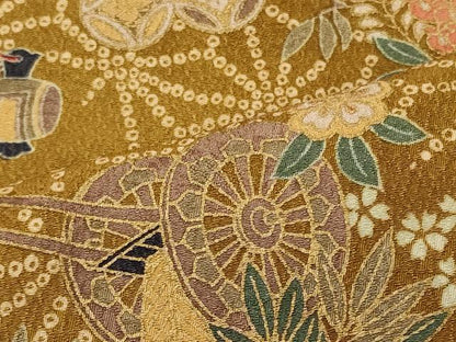 平和屋着物■上質な小紋　御所車枝花文　金彩　正絹　逸品　CABI1828oy