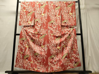 平和屋着物■上質な小紋　扇面枝梅文　金彩　正絹　逸品　CABI1831oy