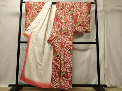 平和屋着物■上質な小紋　扇面枝梅文　金彩　正絹　逸品　CABI1831oy