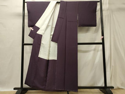 平和屋着物■上質な色無地　菱花地紋　蒲葡色　正絹　逸品　未使用　CABI1836oy
