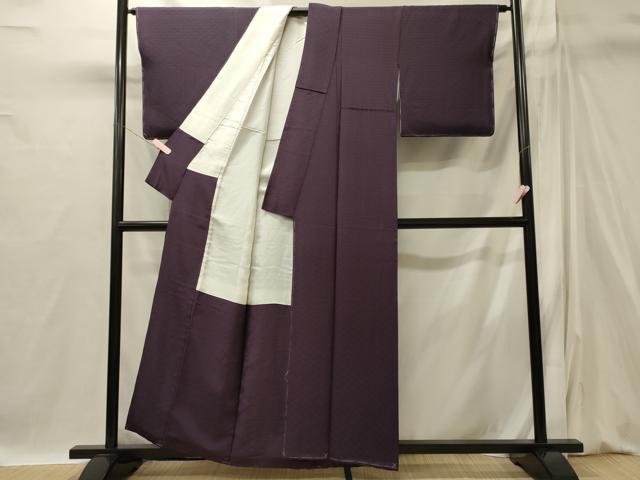 平和屋着物■上質な色無地　菱花地紋　蒲葡色　正絹　逸品　未使用　CABI1836oy