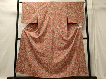平和屋着物■上質な小紋　更紗花唐草文　正絹　逸品　CABI1843oy