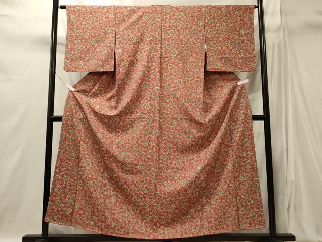 平和屋着物■上質な小紋　更紗花唐草文　正絹　逸品　CABI1843oy
