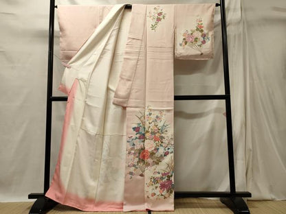 平和屋着物■訪問着　扇面草花文　暈し染め　正絹　逸品　未使用　CABI1845oy