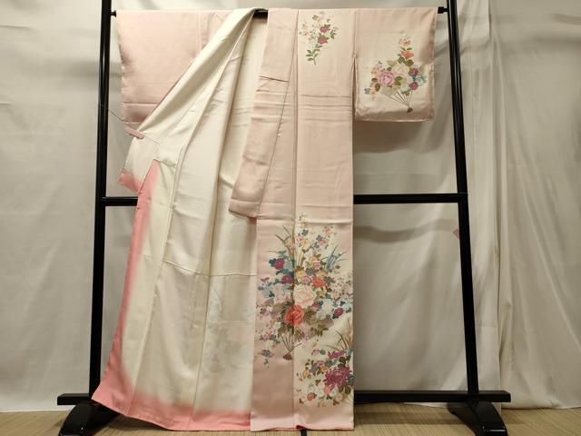 平和屋着物■訪問着　扇面草花文　暈し染め　正絹　逸品　未使用　CABI1845oy
