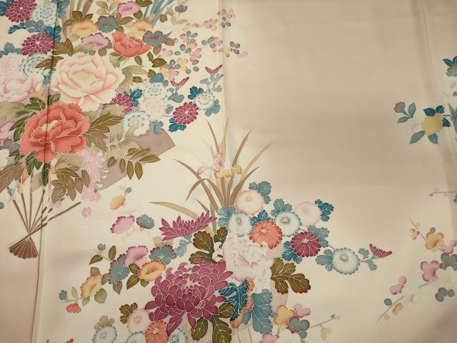 平和屋着物■訪問着　扇面草花文　暈し染め　正絹　逸品　未使用　CABI1845oy