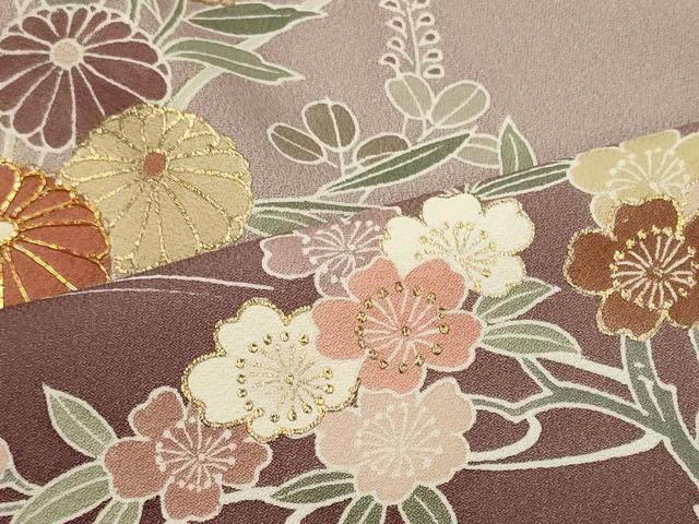 平和屋着物■訪問着　駒刺繍　流水草花文　暈し染め　金彩　正絹　逸品　CABI1846oy