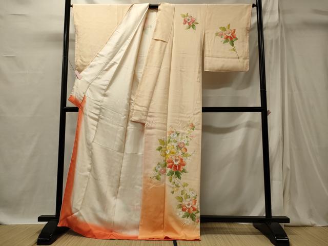 平和屋着物■訪問着　駒刺繍　草花文　暈し染め　金彩　正絹　逸品　CABI1848oy