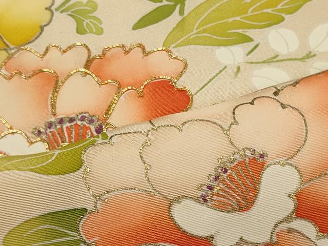 平和屋着物■訪問着　駒刺繍　草花文　暈し染め　金彩　正絹　逸品　CABI1848oy