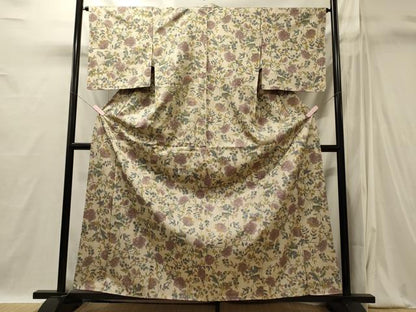 平和屋着物■上質な紬　枝花文　正絹　逸品　未使用　CABI1852oy