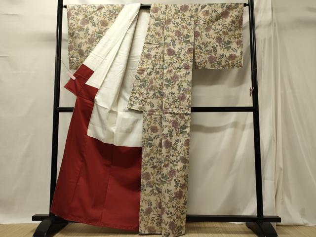 平和屋着物■上質な紬　枝花文　正絹　逸品　未使用　CABI1852oy
