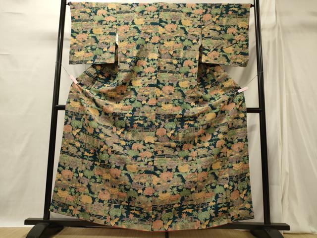 平和屋着物■上質な小紋　吉祥草花文　鬼しぼ縮緬　正絹　逸品　未使用　CABI1854oy