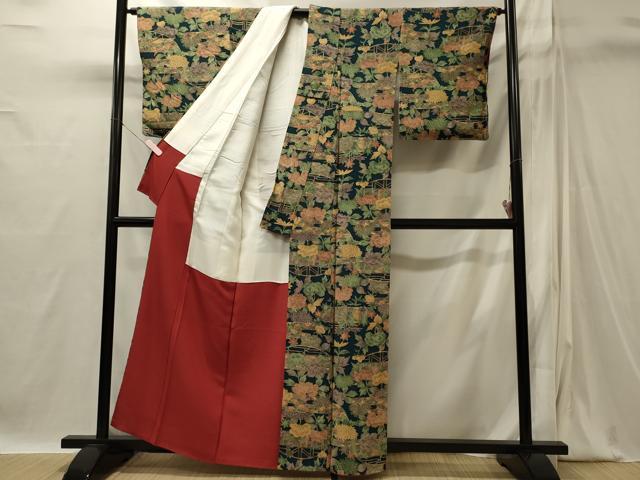平和屋着物■上質な小紋　吉祥草花文　鬼しぼ縮緬　正絹　逸品　未使用　CABI1854oy