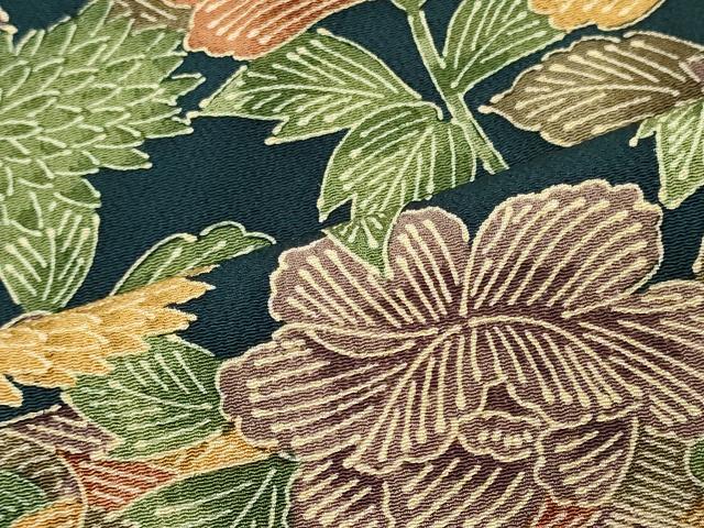 平和屋着物■上質な小紋　吉祥草花文　鬼しぼ縮緬　正絹　逸品　未使用　CABI1854oy