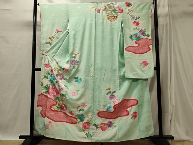 平和屋着物■豪華振袖　駒刺繍　絞り　草花文　金銀糸　正絹　逸品　CABI1855oy
