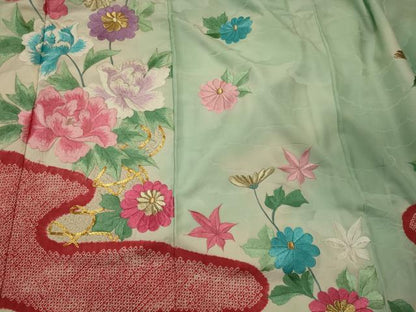 平和屋着物■豪華振袖　駒刺繍　絞り　草花文　金銀糸　正絹　逸品　CABI1855oy