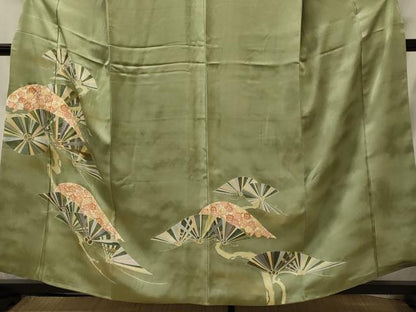 平和屋着物■訪問着　駒刺繍　枝梅松葉文　暈し染め　金彩　正絹　逸品　CABI1857oy