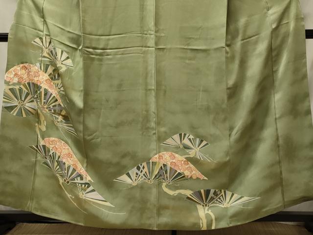 平和屋着物■訪問着　駒刺繍　枝梅松葉文　暈し染め　金彩　正絹　逸品　CABI1857oy