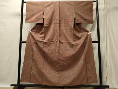 平和屋着物■上質な紬　枝葉文　正絹　逸品　CABI1864oy