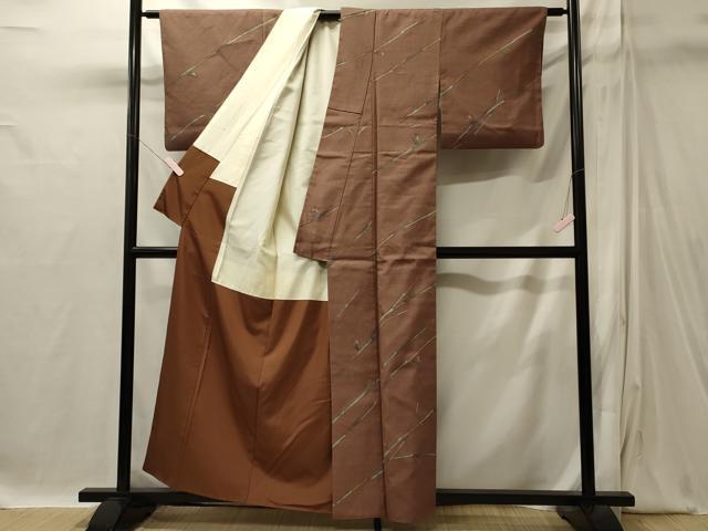 平和屋着物■上質な紬　枝葉文　正絹　逸品　CABI1864oy