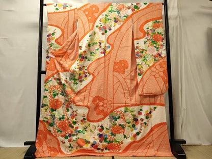 平和屋着物■豪華振袖　駒刺繍　絞り　草花文　金彩　正絹　逸品　CABI1866oy