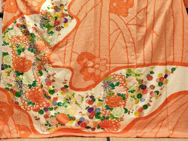 平和屋着物■豪華振袖　駒刺繍　絞り　草花文　金彩　正絹　逸品　CABI1866oy