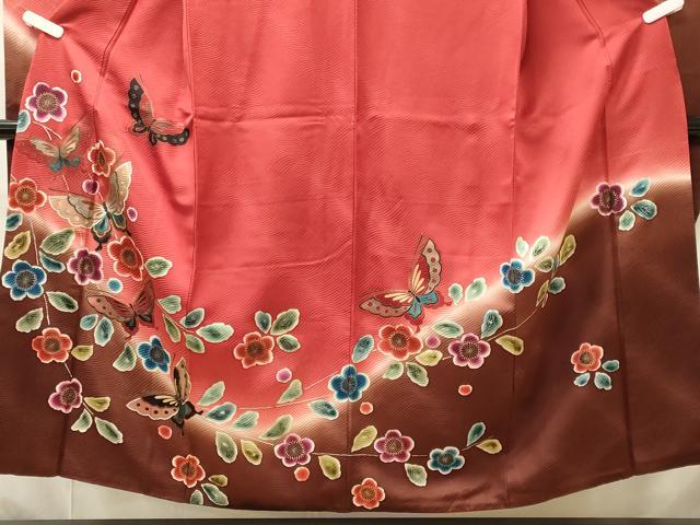 平和屋着物■豪華振袖　舞蝶花文　暈し染め　金彩　正絹　逸品　CABI1867oy