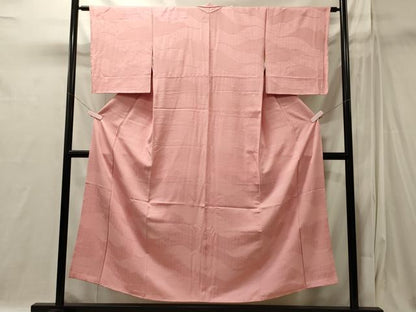 平和屋着物■上質な色無地　吉祥地紋　紅梅色　正絹　逸品　未使用　CABI1870oy