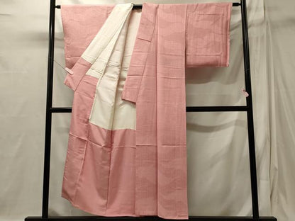 平和屋着物■上質な色無地　吉祥地紋　紅梅色　正絹　逸品　未使用　CABI1870oy