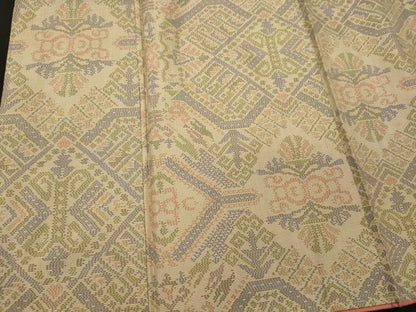 平和屋着物■本場大島紬　7マルキ　幾何学文　正絹　逸品　未使用　CABI1871oy