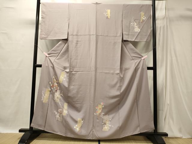 平和屋着物■中国三大刺繍　相良刺繍　訪問着　短冊笹竹花文　金彩　正絹　逸品　CABI1875oy