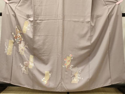 平和屋着物■中国三大刺繍　相良刺繍　訪問着　短冊笹竹花文　金彩　正絹　逸品　CABI1875oy