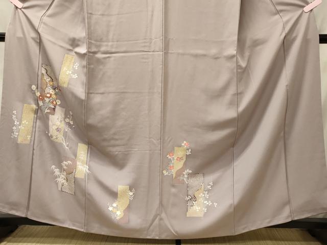 平和屋着物■中国三大刺繍　相良刺繍　訪問着　短冊笹竹花文　金彩　正絹　逸品　CABI1875oy