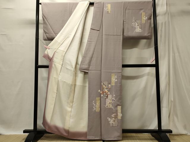 平和屋着物■中国三大刺繍　相良刺繍　訪問着　短冊笹竹花文　金彩　正絹　逸品　CABI1875oy