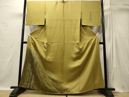 平和屋着物■訪問着　刺繍　草花舞蝶間道　金彩　正絹　逸品　CABI1879oy