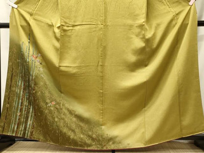 平和屋着物■訪問着　刺繍　草花舞蝶間道　金彩　正絹　逸品　CABI1879oy