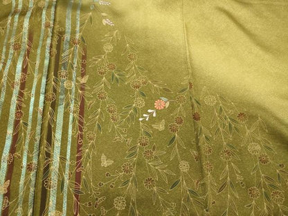 平和屋着物■訪問着　刺繍　草花舞蝶間道　金彩　正絹　逸品　CABI1879oy