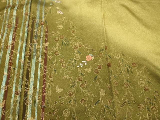 平和屋着物■訪問着　刺繍　草花舞蝶間道　金彩　正絹　逸品　CABI1879oy