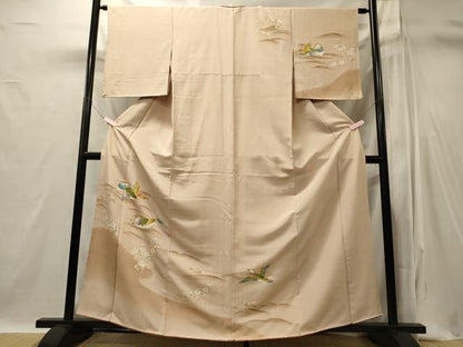 平和屋着物■訪問着　御召縮緬地　流線花鳥文　暈し染め　金彩　正絹　逸品　CABI1884oy